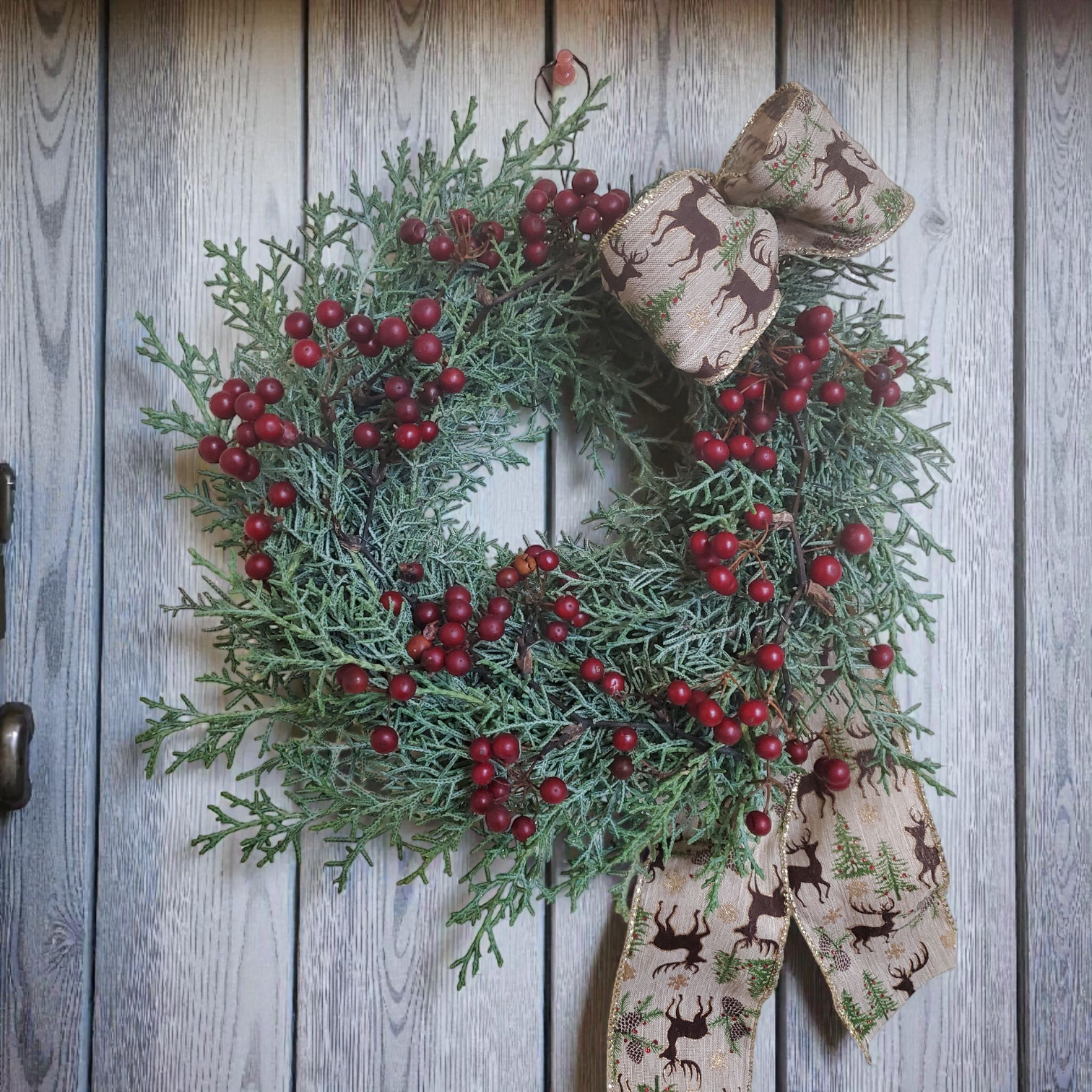 Creema限定】クリスマスフレッシュリース（ブルーアイス） 25cm