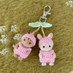 ♡さくら￣(=∵=)￣(=^ェ^=)♡　ふわコロショルダー　４点セット さくらんぼキーホルダー その他人形 risa 通販 18381546｜Creema