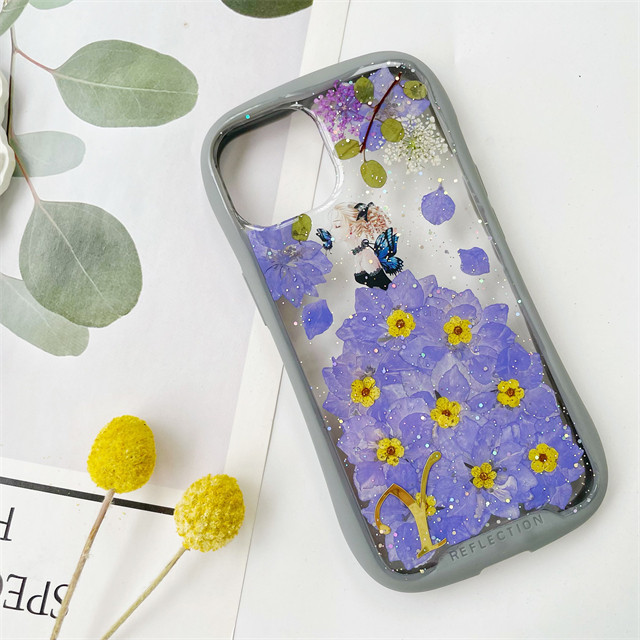 千鳥草iFace風押し花ケース、iPhoneのみ対応、手帳型、iPhone17、iPhone17pro、iPhone8