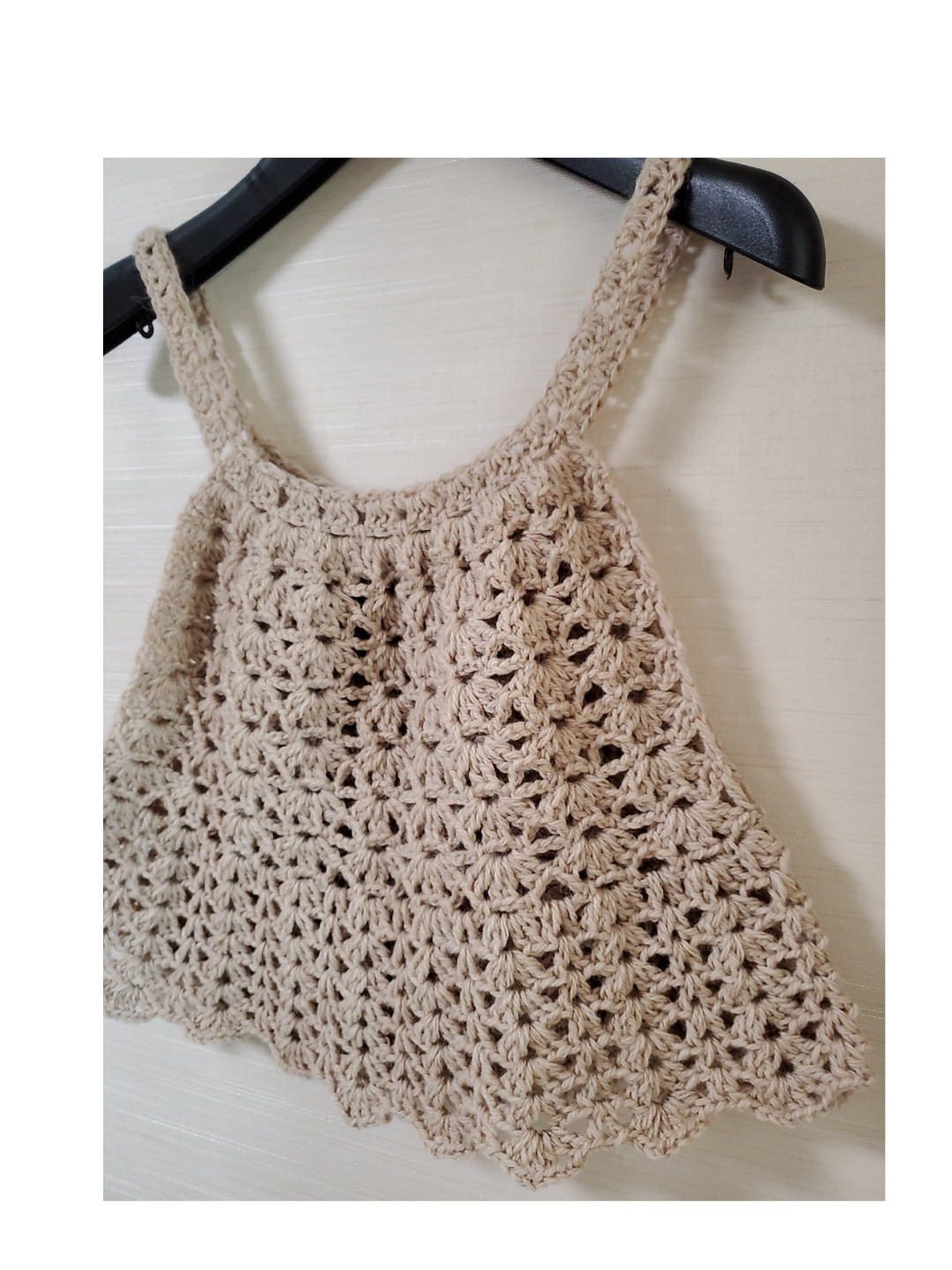 ♥️ハニーベージュキャミベスト♥️ニットベスト　ショートベスト　ビスチェ☆アルパカウール手編み秋から春