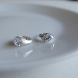 925純銀 水滴形 鋯石爪鑲 亮霧面 易扣 耳環  一對 免費包裝 第4張的照片