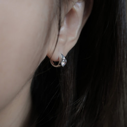 925純銀 水滴形 鋯石爪鑲 亮霧面 易扣 耳環  一對 免費包裝 第5張的照片