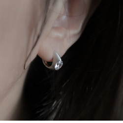 925純銀 水滴形 鋯石爪鑲 亮霧面 易扣 耳環  一對 免費包裝 第7張的照片