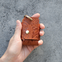 送料無料 栃木レザーペイズリー スマートキー キーケース 真鍮製 シャックル 日本製 キーリング ヌメ革 11枚目の画像