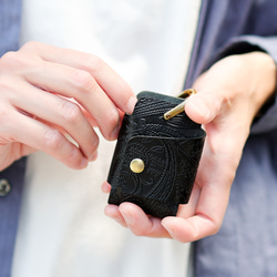 送料無料 栃木レザーペイズリー スマートキー キーケース 真鍮製 シャックル 日本製 キーリング ヌメ革 6枚目の画像