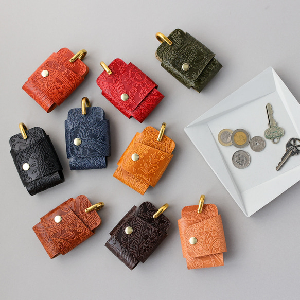 送料無料 栃木レザーペイズリー スマートキー キーケース 真鍮製