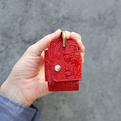 送料無料 栃木レザーペイズリー スマートキー キーケース 真鍮製 シャックル 日本製 キーリング ヌメ革 13枚目の画像