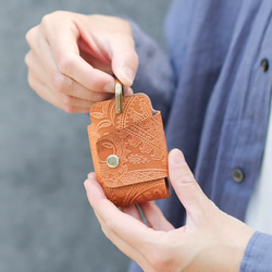 送料無料 栃木レザーペイズリー スマートキー キーケース 真鍮製 シャックル 日本製 キーリング ヌメ革 9枚目の画像