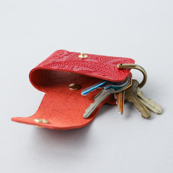 送料無料 栃木レザーペイズリー スマートキー キーケース 真鍮製 シャックル 日本製 キーリング ヌメ革 19枚目の画像