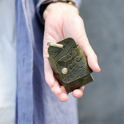 送料無料 栃木レザーペイズリー スマートキー キーケース 真鍮製 シャックル 日本製 キーリング ヌメ革 14枚目の画像