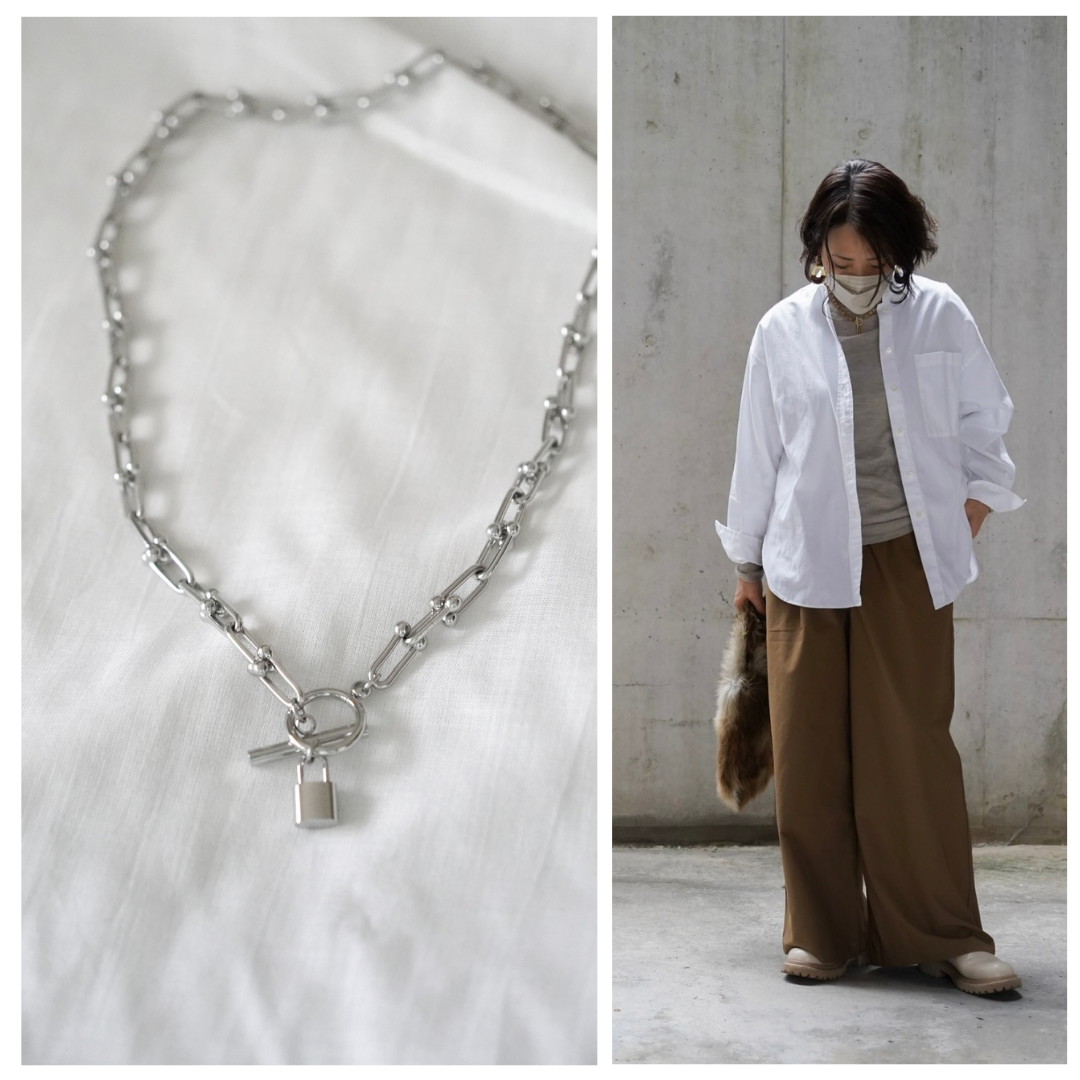 シルバーリンクチェーンネックレス65cm