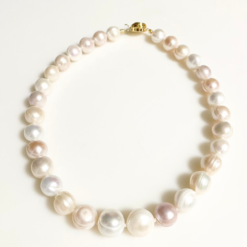 【超大珠✨本真珠】 ネックレス 14.0-15.0mm パール バロック形状 本真珠 大玉 バロックパール マルチカラー ネックレス ネックレス