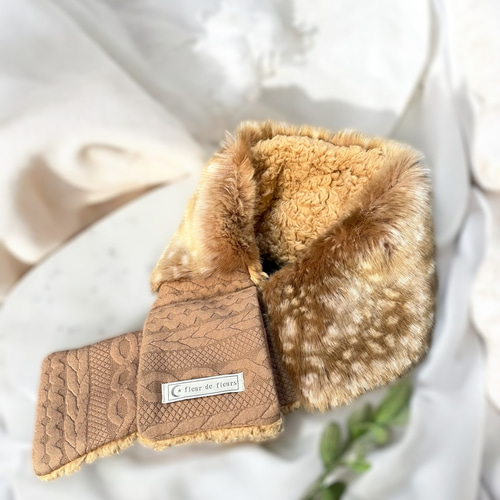 肌触りもふもふ柔らかい暖かさ簡単差し込み【ティペットマフラー