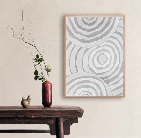 水墨画 風 インテリア アートポスター【 枯山水 】グレー :/139