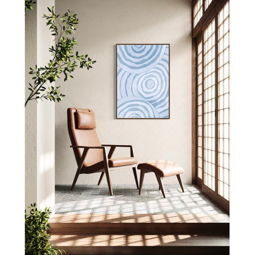 水彩画 風 インテリア アートポスター【 枯山水 】青 :/140/ 和風