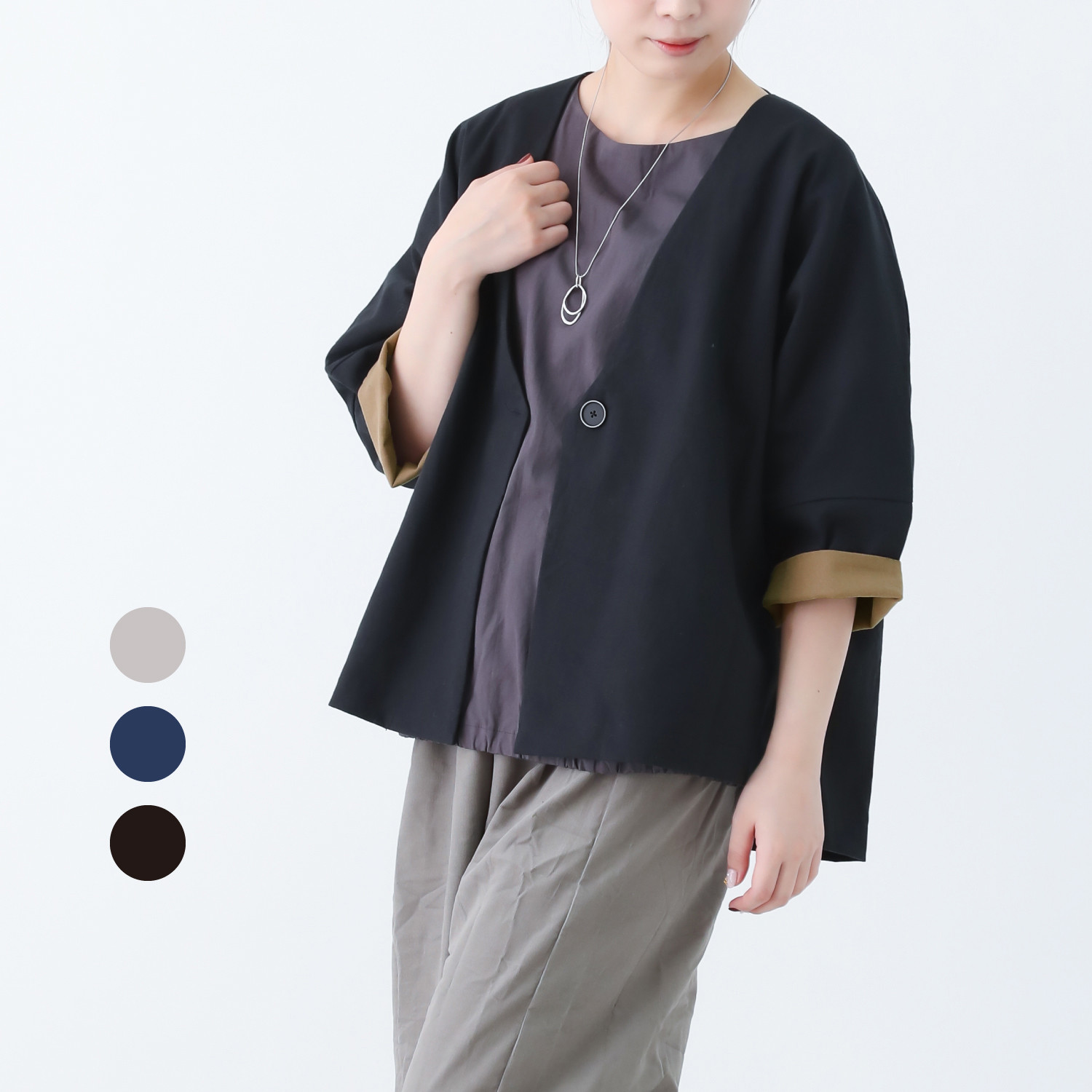 3色展開◎やわらかハーフリネンのリラックスジャケット