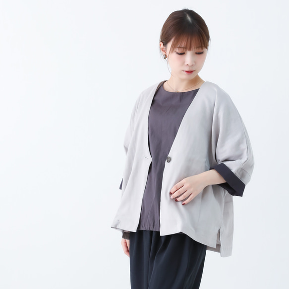 2色展開◎日本製◎シャトル織とろりとやわらかダブルガーゼのリラックスジャケット 8枚目の画像