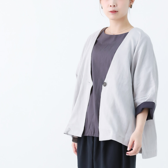 2色展開◎日本製◎シャトル織とろりとやわらかダブルガーゼのリラックスジャケット 7枚目の画像