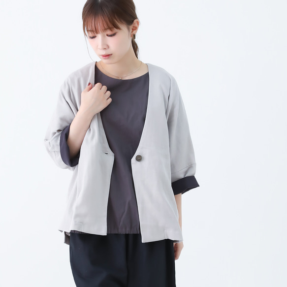 2色展開◎日本製◎シャトル織とろりとやわらかダブルガーゼのリラックスジャケット 4枚目の画像