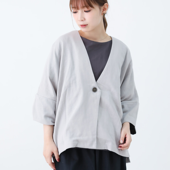 2色展開◎日本製◎シャトル織とろりとやわらかダブルガーゼのリラックスジャケット 6枚目の画像