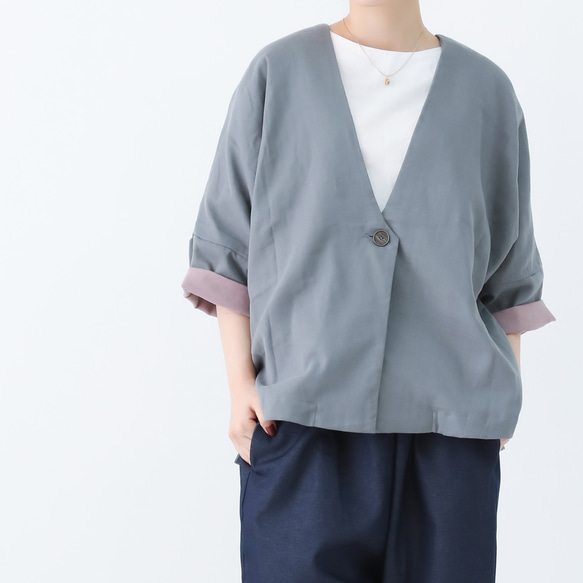 2色展開◎日本製◎シャトル織とろりとやわらかダブルガーゼのリラックスジャケット 14枚目の画像