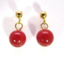 宝石珊瑚　さんご　赤ピアス　アクセサリー・ジュエリ－　イヤリング・ピアス　cw-0049