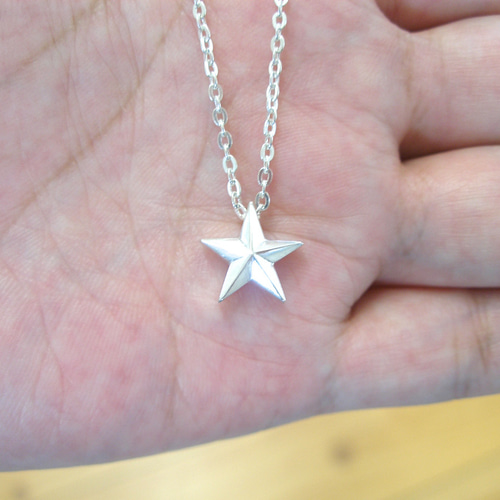 仁尾彫金『プラチナ立体スターペンダントバチカンなし』ハンドメイド 