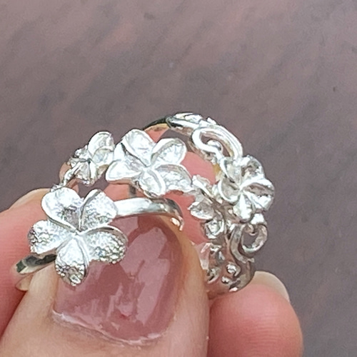 LONO 925シルバー フラットリング プルメリア 10mm幅 3mm厚 LONO 925シルバー フラットリング プルメリア 10mm幅 3mm厚