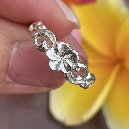 LONO 925シルバー フラットリング プルメリア 10mm幅 3mm厚 LONO 925シルバー フラットリング プルメリア 10mm幅 3mm厚 LONO