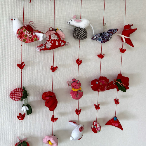 壁掛け吊るし雛⑥ かわいい吊るし飾り 1点物 桃の節句 ひな祭り