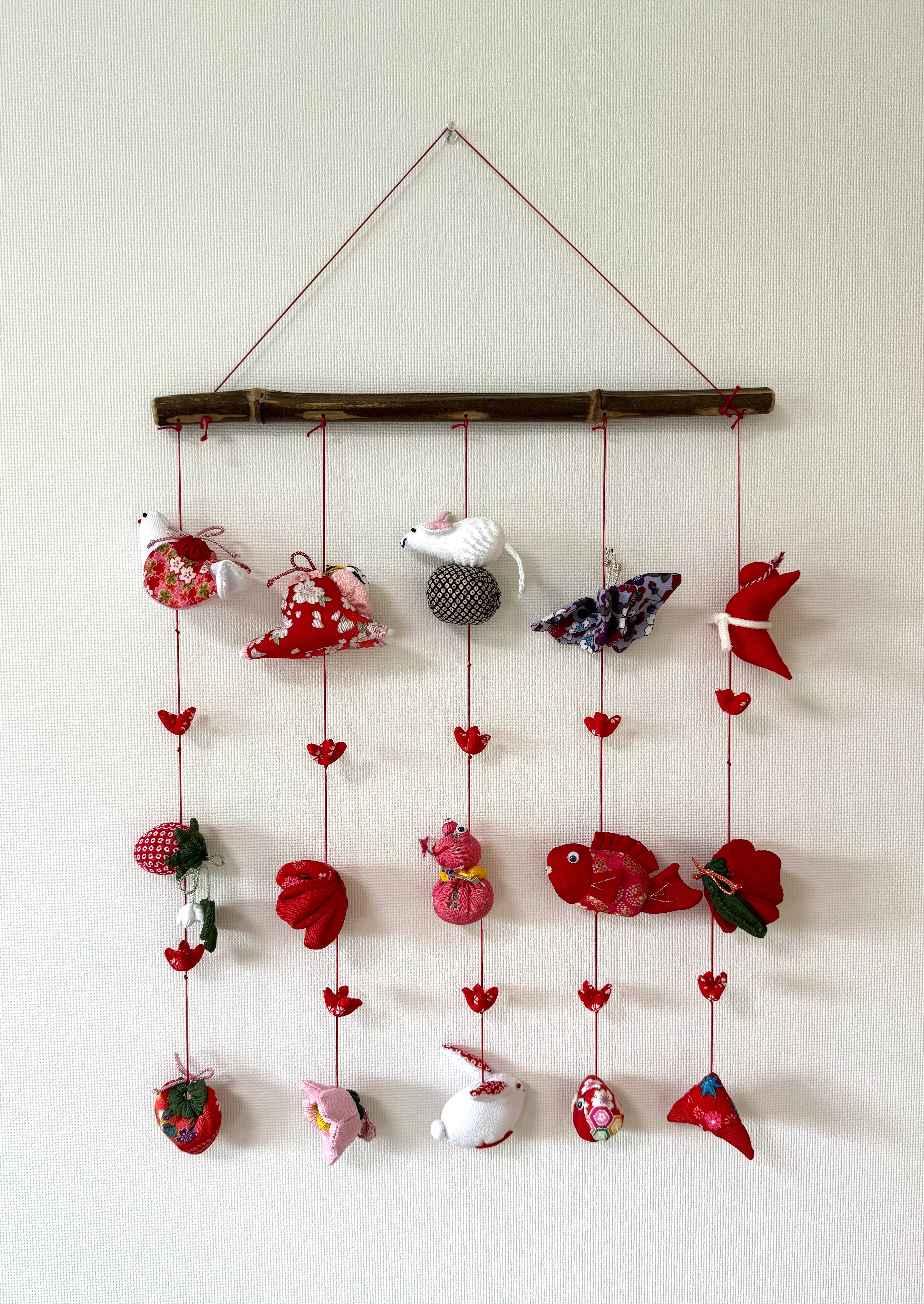 壁掛け吊るし雛⑥ かわいい吊るし飾り 1点物 桃の節句 ひな祭り