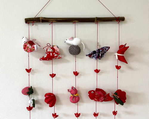 壁掛け吊るし雛⑥ かわいい吊るし飾り 1点物 桃の節句 ひな祭り