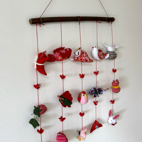 壁掛け吊るし雛⑦ かわいい吊るし飾り 1点物 桃の節句 ひな祭り