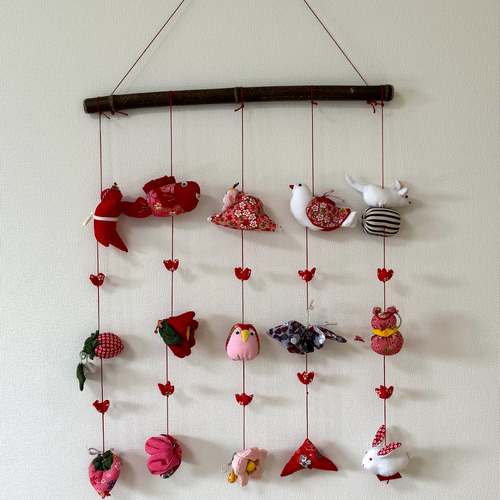 壁掛け吊るし雛⑦ かわいい吊るし飾り 1点物 桃の節句 ひな祭り