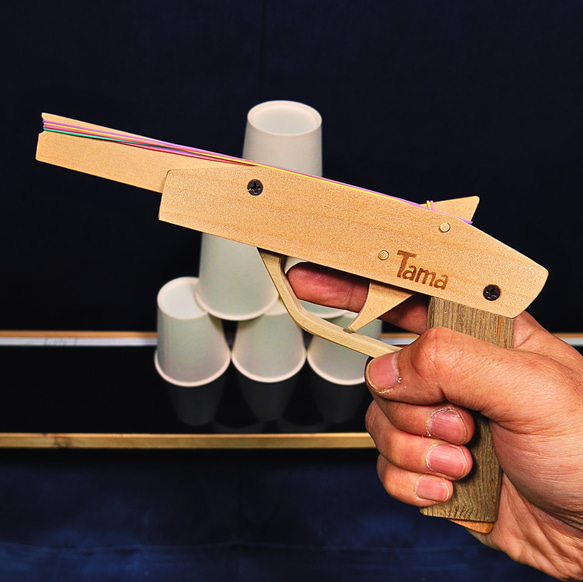 6連発ゴム銃【グリップ灰褐】 雑貨・その他 ゴム銃工房のタマ 通販