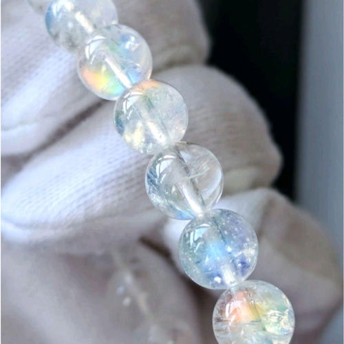 天然美品✿希少石ホワイトラブラドライト虹の輝きが幸運を呼び込むようなブレスレット ✿最高級天然美品✿希少石ホワイトラブラドライト虹の輝きが幸運