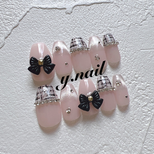 ネイルチップ/ツイードネイル/リボンネイル/マグネットフレンチネイル