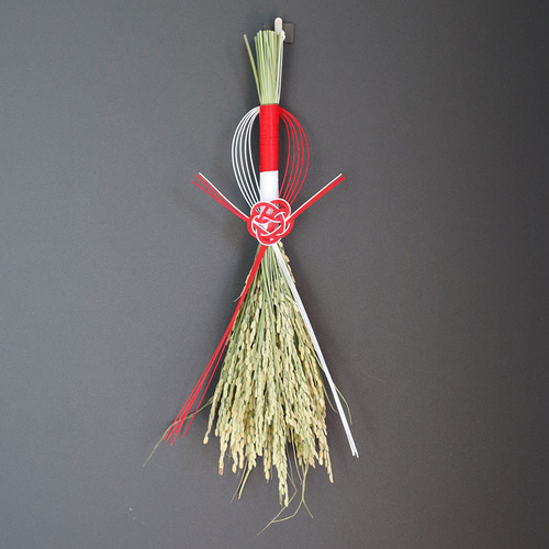 2025年】02）稲穂と水引シンプルな正月飾り「結」 しめ縄・しめ飾り