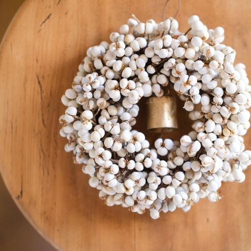ナンキンハゼのちいさなリース ベル付き ベル付き 小さなナンキンハゼのリース＊ドライフラワーリース リース