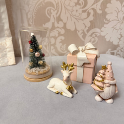 シーグラスアート ホワイトクリスマス クリスマスツリーとベア 立体