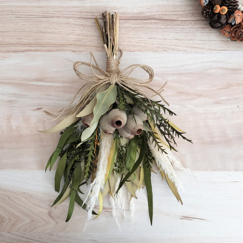 ナチュラルスワッグ／パンパスグラス／アンティーク／プリザーブド