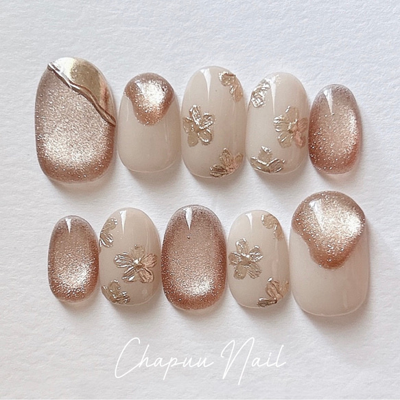 ネイルチップ ニュアンス マグネット ミラーフラワー お花 シ