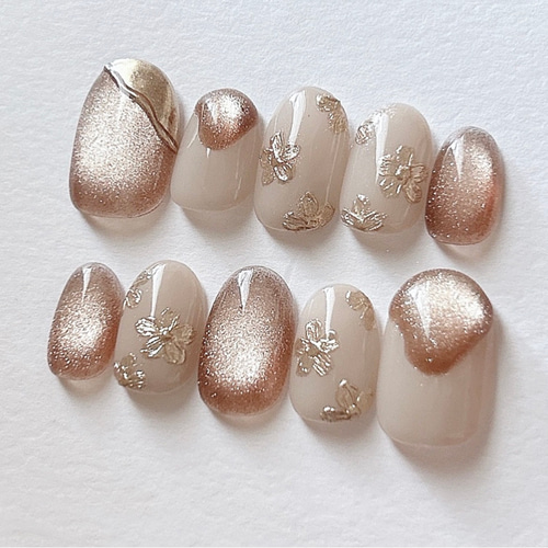 ネイルチップ ニュアンス マグネット ミラーフラワー お花 シ シンプル