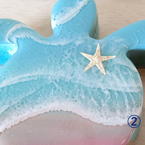 ホヌ オーシャンアート 海アート ハワイ 波 インテリア インテリア小物 受注販売【レジン波アート ミニホヌセット】 自立型 海レジン