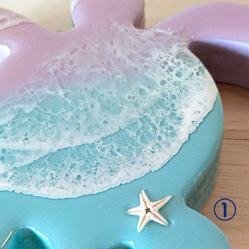 受注販売【レジン波アート ミニホヌセット】 自立型 海レジン