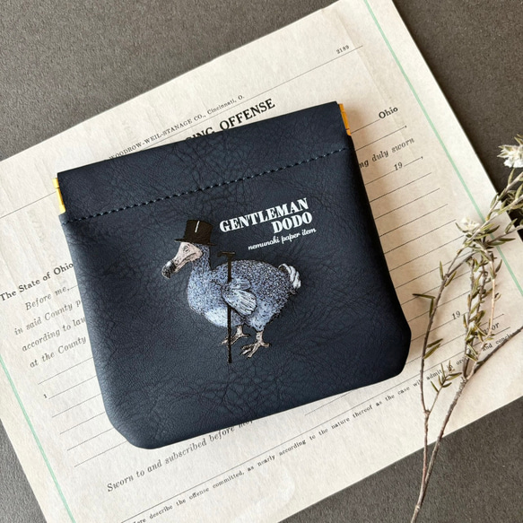 韓国デザイン 本革 レザーミニポーチ付 デニムトート ハンドBAG ドードー紳士 フェイクレザーミニポーチ ポーチ nemunoki paper