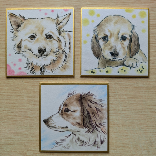 ミニ色紙にペットの似顔絵描きます！ 絵画 実幸 通販 18383291｜Creema