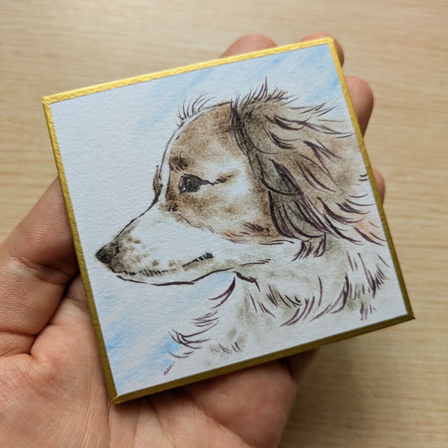 ペットの似顔絵描きます！ ミニ色紙にペットの似顔絵描きます！ 絵画 実幸 通販 18383291｜Creema