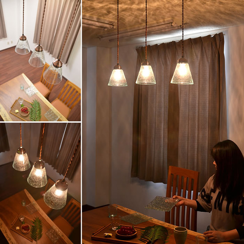 ペンダントライト ガラス ランプ LED電球つき 吊り下げ 天井照明