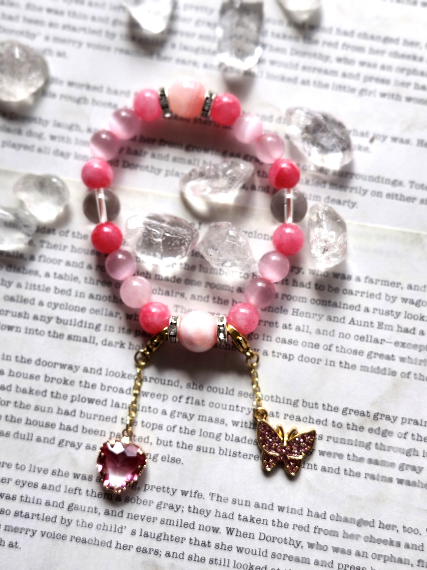 （17）愛のぬくもりに囲まれて　　水晶　ペルシャジェイド　キャッツアイ等　ブレスレット